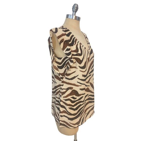 Cabi Zebra print ruffled sleeve Blouse Top #3771 size Small - Picture 4 of 7